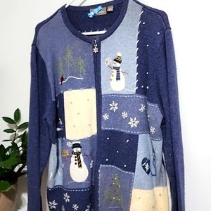 Croft & Barrow Blue Snowman Sweater